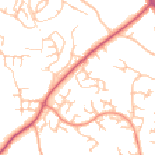 Daytime road noise heatmap for SY3 9FW