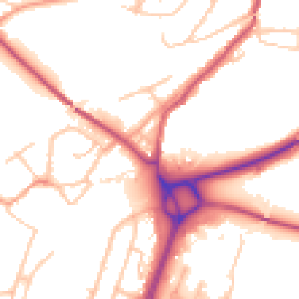 Daytime road noise heatmap for SY3 9JB