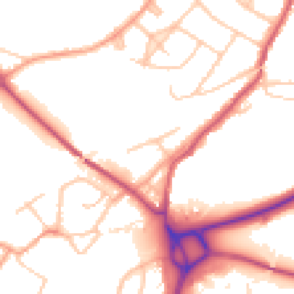 Daytime road noise heatmap for SY3 9JG