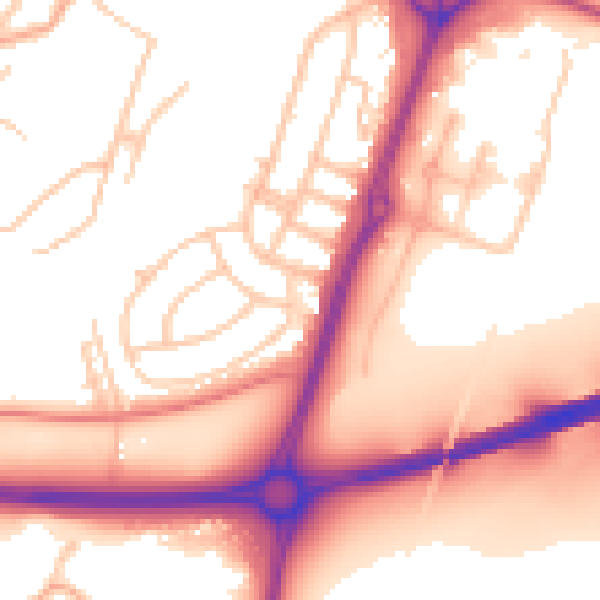 Daytime road noise heatmap for SY3 9PG