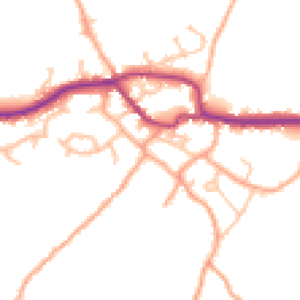 Daytime road noise heatmap for SY5 0QQ