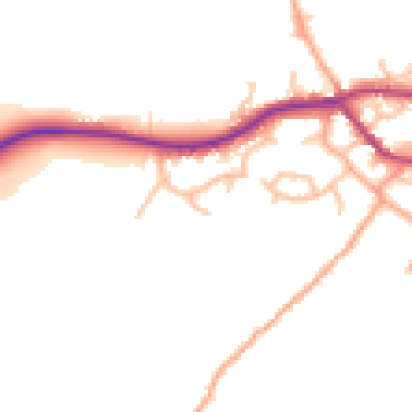 Daytime road noise heatmap for SY5 0QW