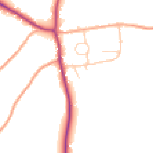 Daytime road noise heatmap for SY5 6DT