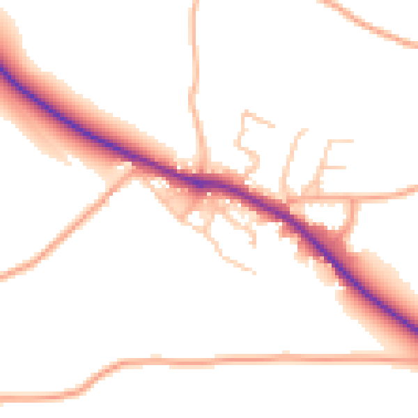 Daytime road noise heatmap for SY5 6LQ