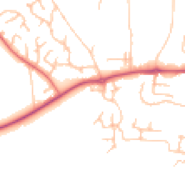 Daytime road noise heatmap for SY5 8QA