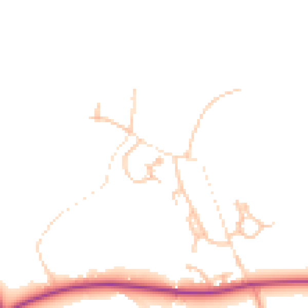 Daytime road noise heatmap for SY5 9NX