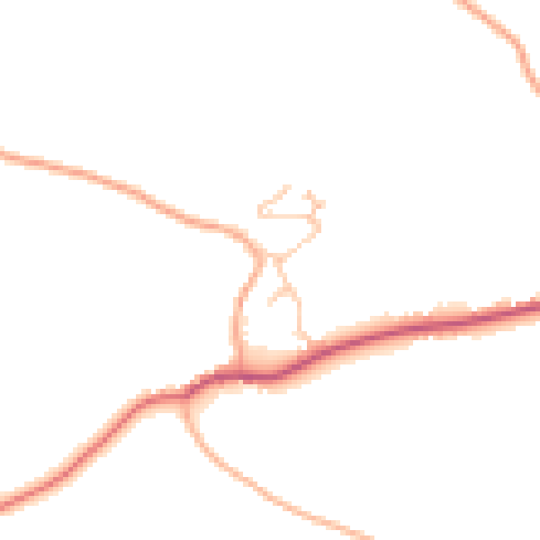 Daytime road noise heatmap for SY5 9QW