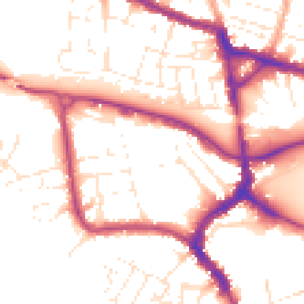 Daytime road noise heatmap for TA1 1BY