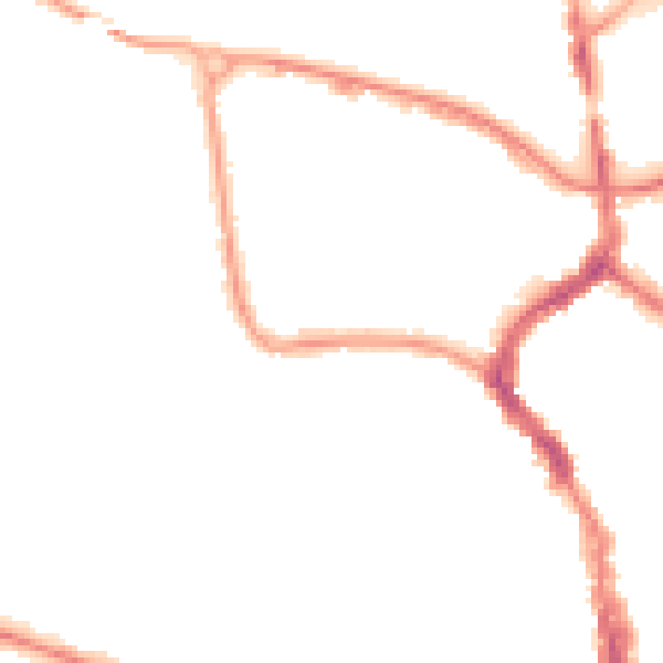 Night-time road noise heatmap for TA1 1DJ
