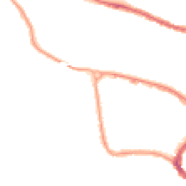 Night-time road noise heatmap for TA1 1DP