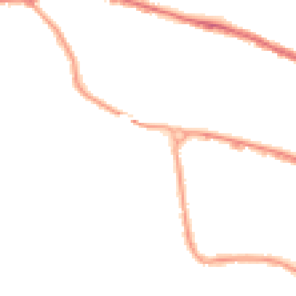 Night-time road noise heatmap for TA1 1DT