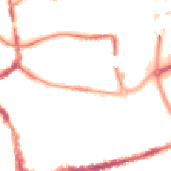 Night-time road noise heatmap for TA1 1QA