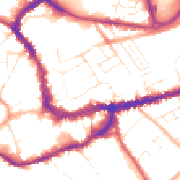 Daytime road noise heatmap for TA1 1SG