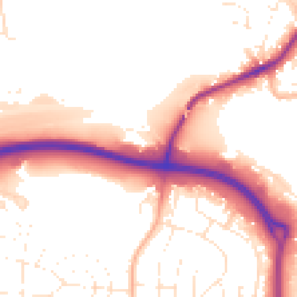 Daytime road noise heatmap for TA1 2DX