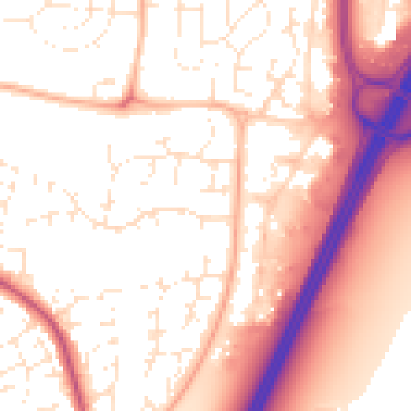 Daytime road noise heatmap for TA1 2NN
