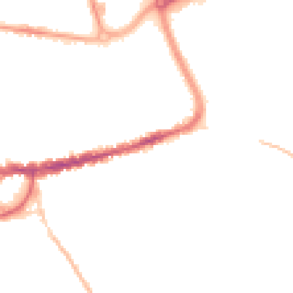 Night-time road noise heatmap for TA1 3FG