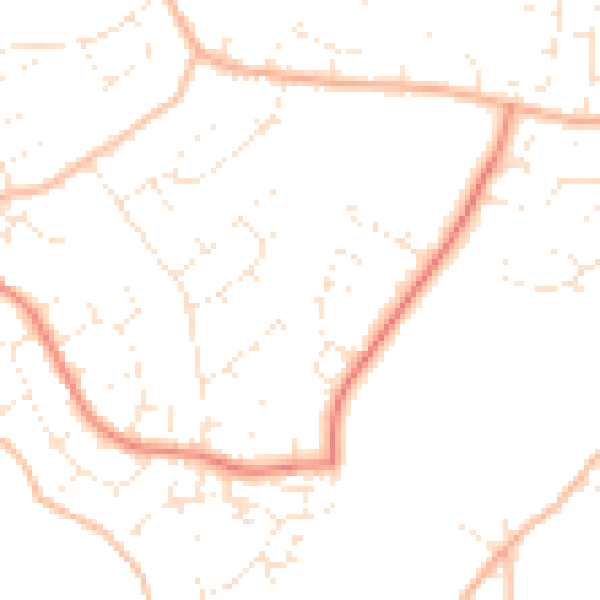 Daytime road noise heatmap for TA1 4LR