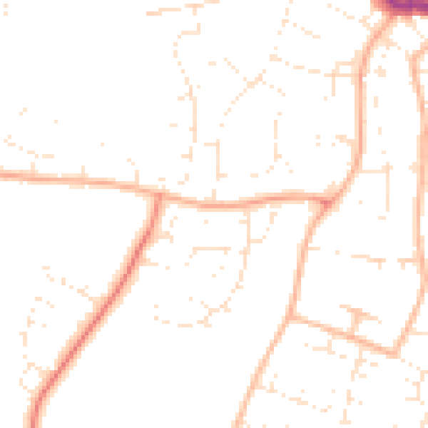 Daytime road noise heatmap for TA1 4SU