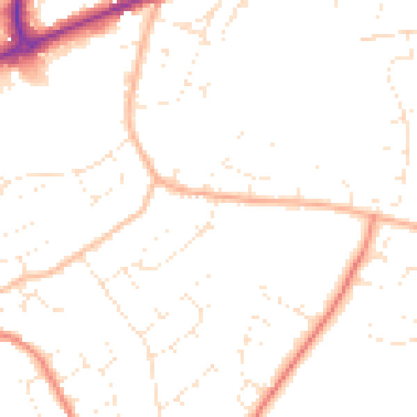 Daytime road noise heatmap for TA1 5AD