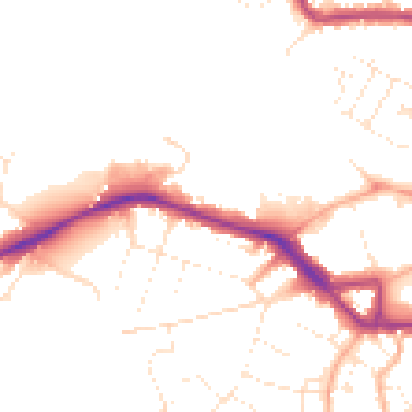 Daytime road noise heatmap for TA1 5AP