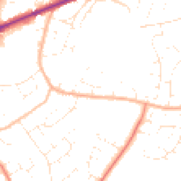Daytime road noise heatmap for TA1 5DJ