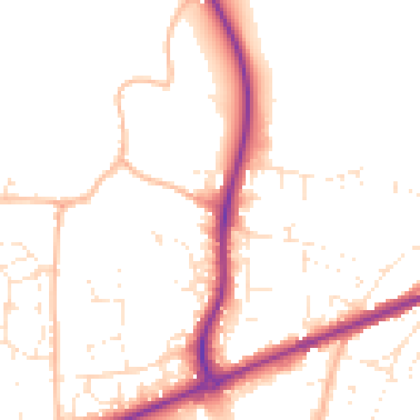 Daytime road noise heatmap for TA1 5DY