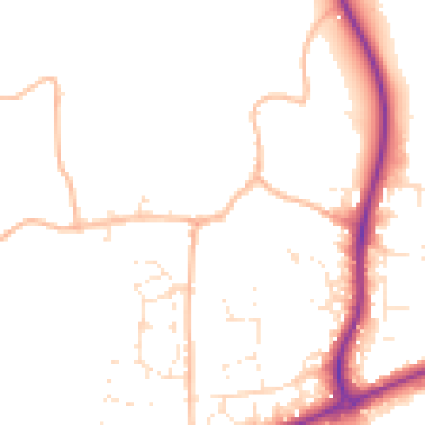 Daytime road noise heatmap for TA1 5EG