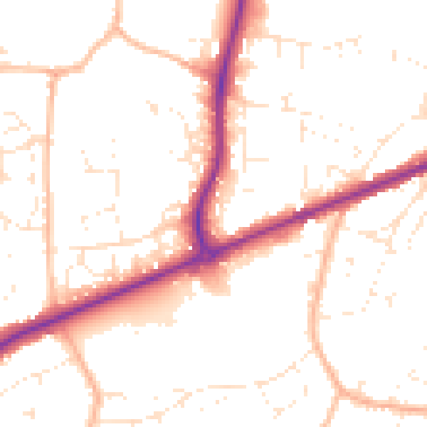 Daytime road noise heatmap for TA1 5HL