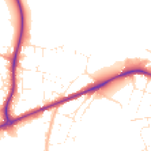 Daytime road noise heatmap for TA1 5LR