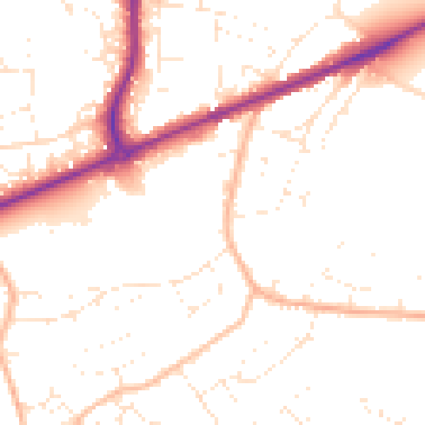 Daytime road noise heatmap for TA1 5LZ