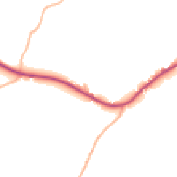 Daytime road noise heatmap for TA3 6DD