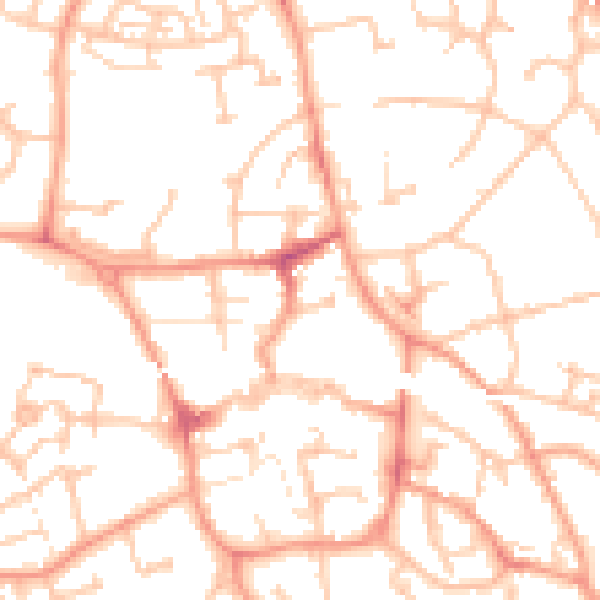 Daytime road noise heatmap for TF1 1AH