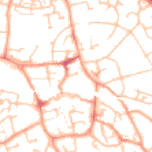 Daytime road noise heatmap for TF1 1AN
