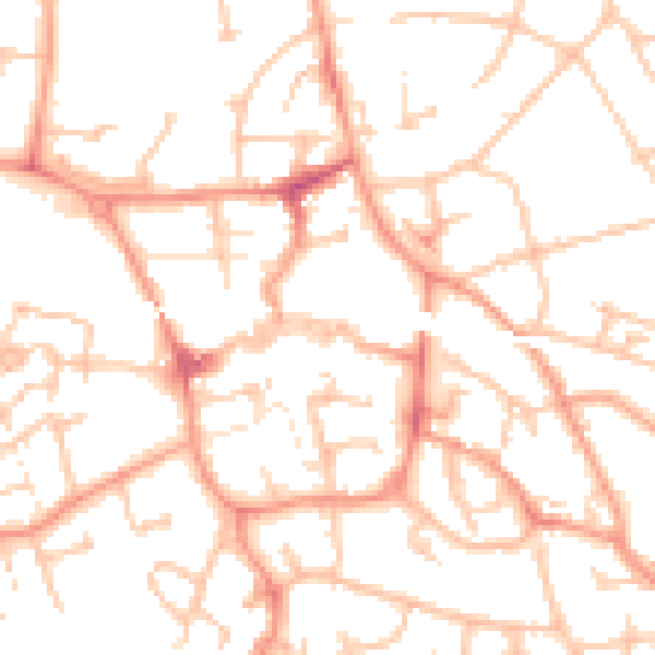 Daytime road noise heatmap for TF1 1BY