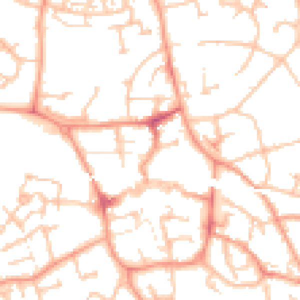 Daytime road noise heatmap for TF1 1DG
