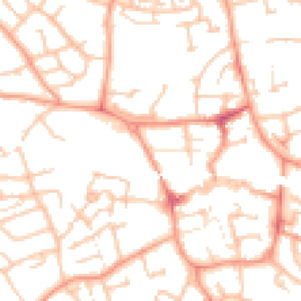 Daytime road noise heatmap for TF1 1EA