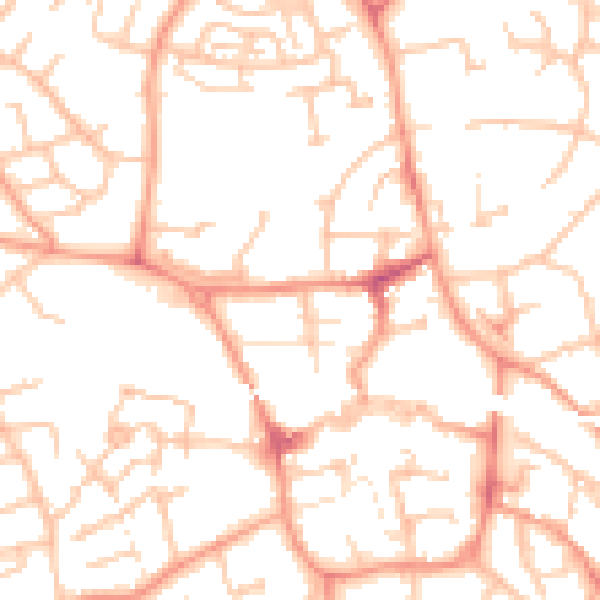 Daytime road noise heatmap for TF1 1EL