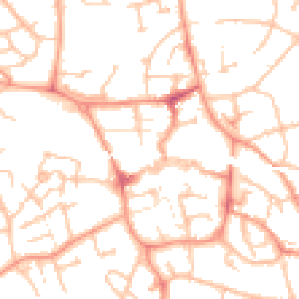 Daytime road noise heatmap for TF1 1EU