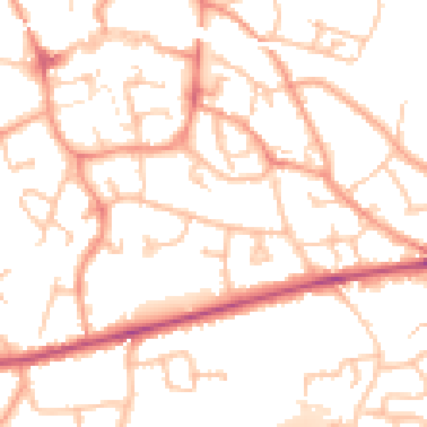 Daytime road noise heatmap for TF1 1HU