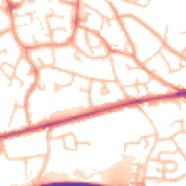 Daytime road noise heatmap for TF1 1HX