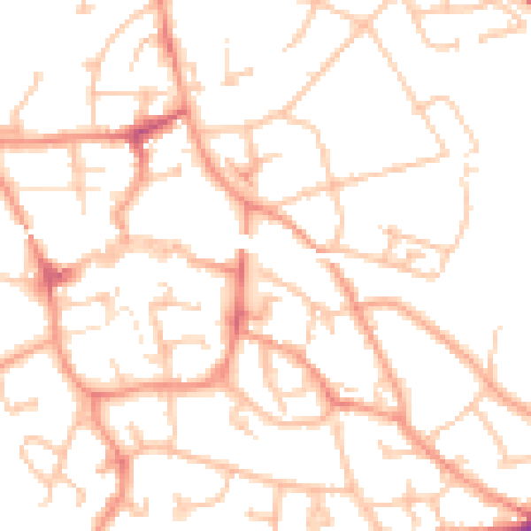 Daytime road noise heatmap for TF1 1NH