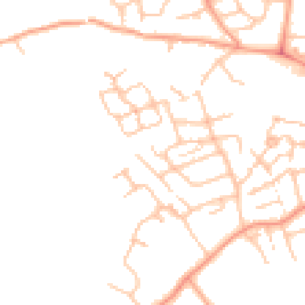 Daytime road noise heatmap for TF1 2BE
