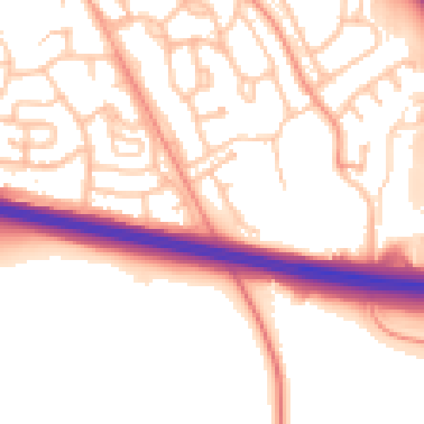Daytime road noise heatmap for TF1 2GQ
