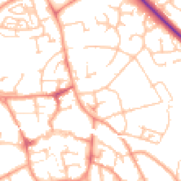 Daytime road noise heatmap for TF1 3AR