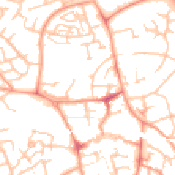 Daytime road noise heatmap for TF1 3DJ