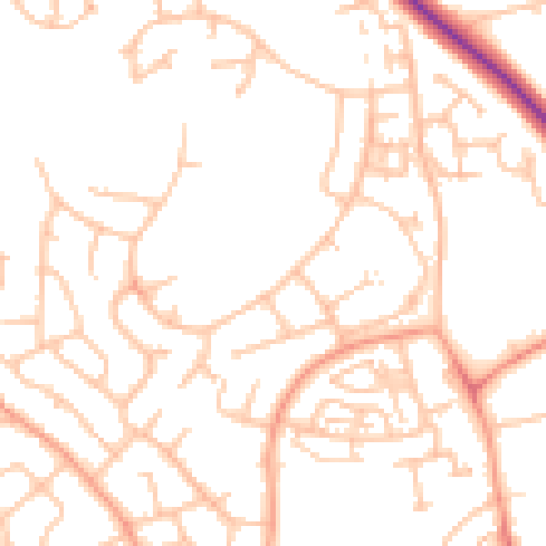 Daytime road noise heatmap for TF1 3JS