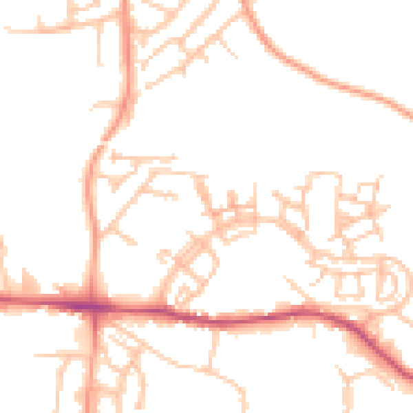 Daytime road noise heatmap for TF1 5EY