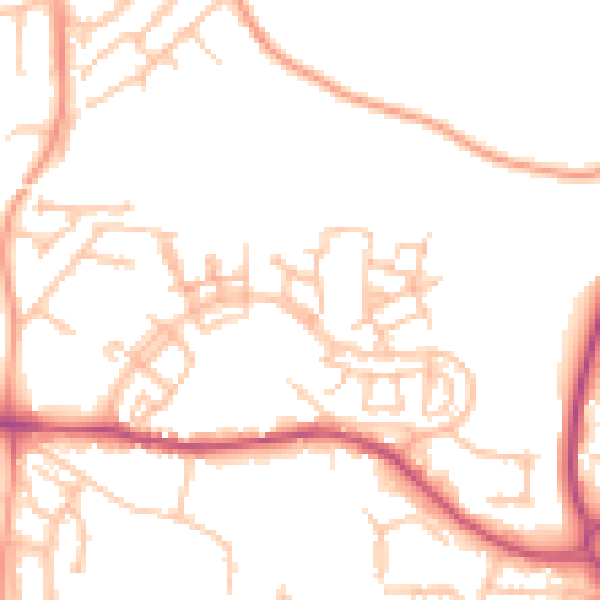 Daytime road noise heatmap for TF1 5FP