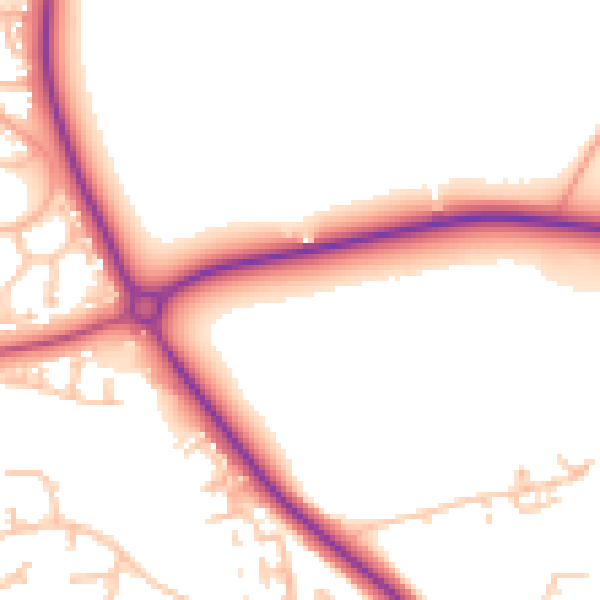Daytime road noise heatmap for TF1 6AZ