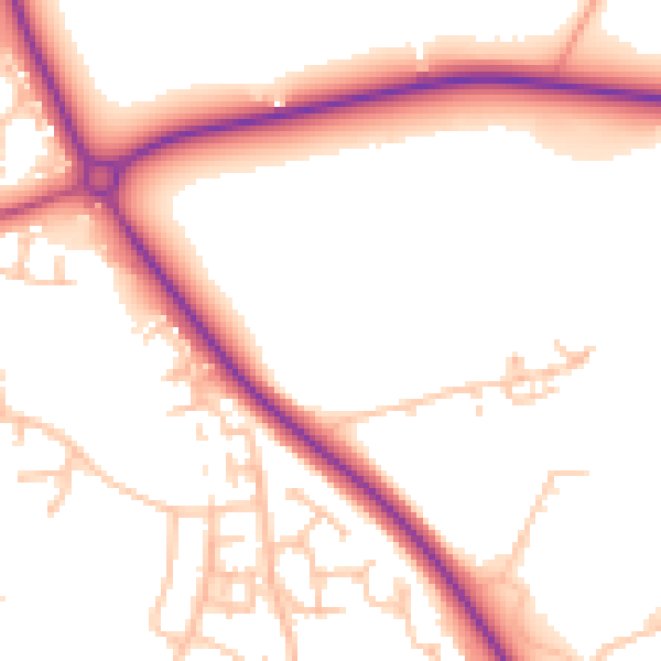 Daytime road noise heatmap for TF1 6BG